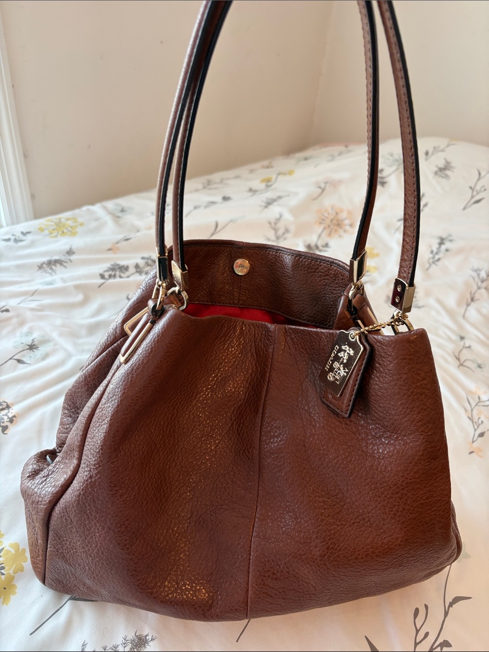 Coach Madison Phoebe Dark Brown Pebbled Leather Shoulder Bag